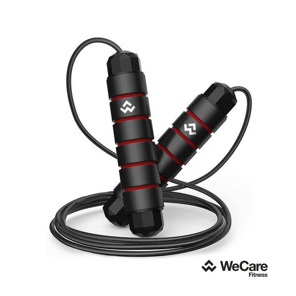 Wecare Fitness Jump Rope 420g with Ball Bearings For Workouts, Black WF-JR-420G